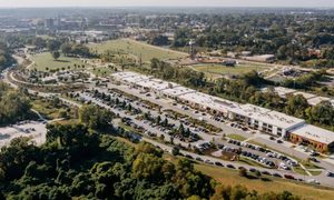 Aerial view of commercial land showing property areas relevant to an ALTA title survey for a ground lease